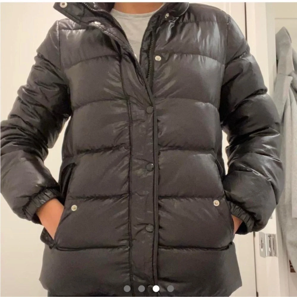 J. Crew Women's Shiny Black Down Filled Puffer Jacket. Style #B1186 Sz S